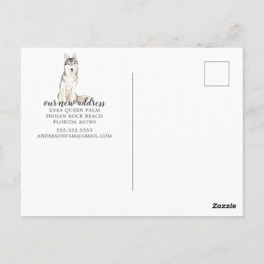 Siberian Husky Moving Announcement Briefkaart (Achterkant)
