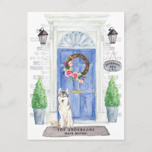 Siberian Husky Moving Announcement Briefkaart