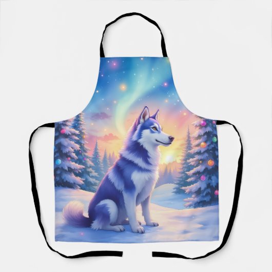Siberian Husky Northern Lights Christmas Winter Schort (Voorkant)