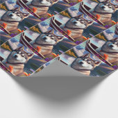 Siberian Husky op een peddel: Een Schilderachtig a Cadeaupapier (Hoek)