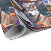 Siberian Husky op een peddel: Een Schilderachtig a Cadeaupapier (Rol Hoek)