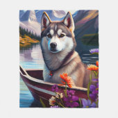 Siberian Husky op een peddel: Een Schilderachtig a Fleece Deken (Voorkant)