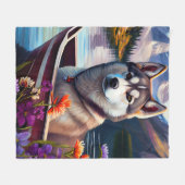 Siberian Husky op een peddel: Een Schilderachtig a Fleece Deken (Voorkant (Horizontaal))