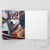 Siberian Husky op een peddel: Een Schilderachtig a Kaart (Binnen)