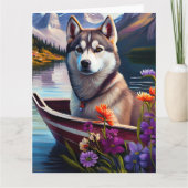 Siberian Husky op een peddel: Een Schilderachtig a Kaart (Voorkant)
