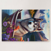 Siberian Husky op een peddel: Een Schilderachtig a Legpuzzel (Horizontaal)