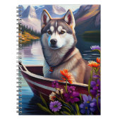 Siberian Husky op een peddel: Een Schilderachtig a Notitieboek (Voorkant)