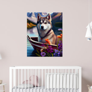 Siberian Husky op een peddel: Een Schilderachtig a Poster