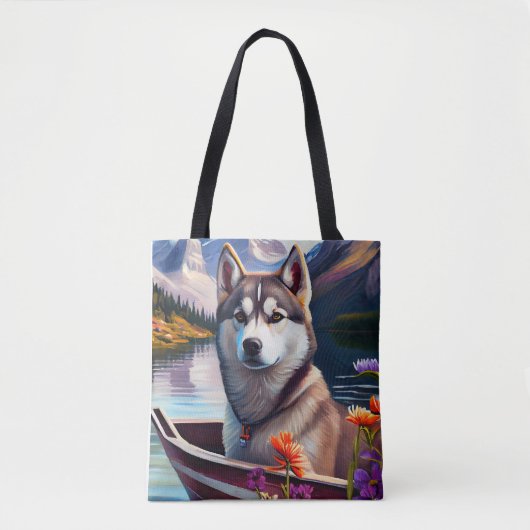 Siberian Husky op een peddel: Een Schilderachtig a Tote Bag (Voorkant)