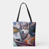 Siberian Husky op een peddel: Een Schilderachtig a Tote Bag (Achterkant)