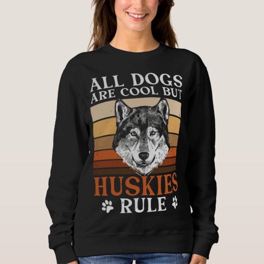 Siberian Husky Owner Dog  Huskies Rule Retro Trui (Voorkant)