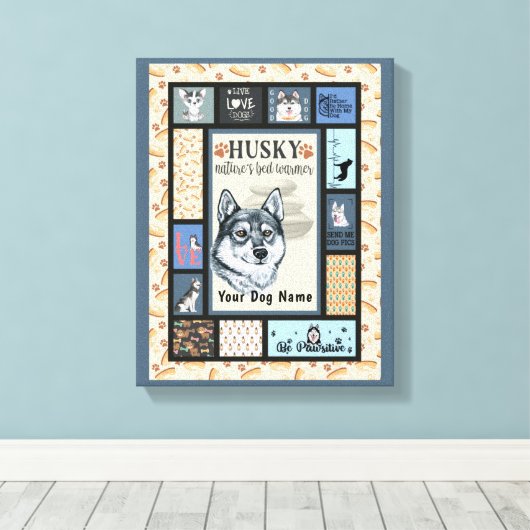 Siberian Husky Owner Lover Funny Keepomwille Quilt Canvas Afdruk (Insitu (Houten vloer))