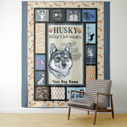Siberian Husky Owner Lover Funny Keepomwille Quilt Wandkleed (In situ)