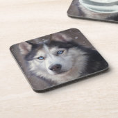 Siberian Husky Painting Bier Onderzetter (Linkerzijde)