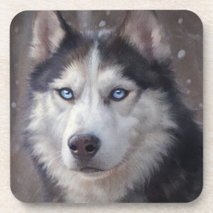 Siberian Husky Painting Bier Onderzetter