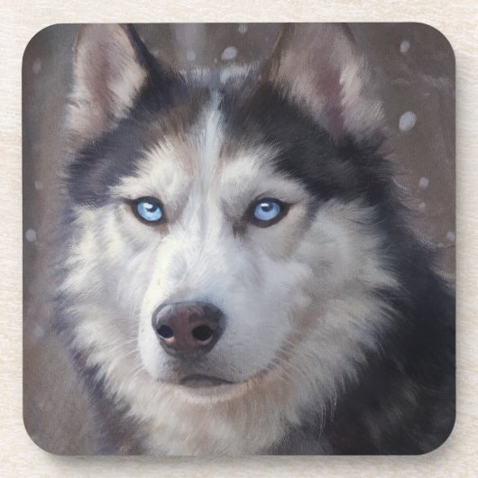 Siberian Husky Painting Bier Onderzetter (Voorkant)