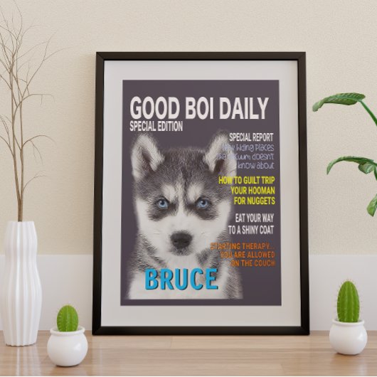 Siberian Husky Parody Magazine Hoesje Foto Afdruk