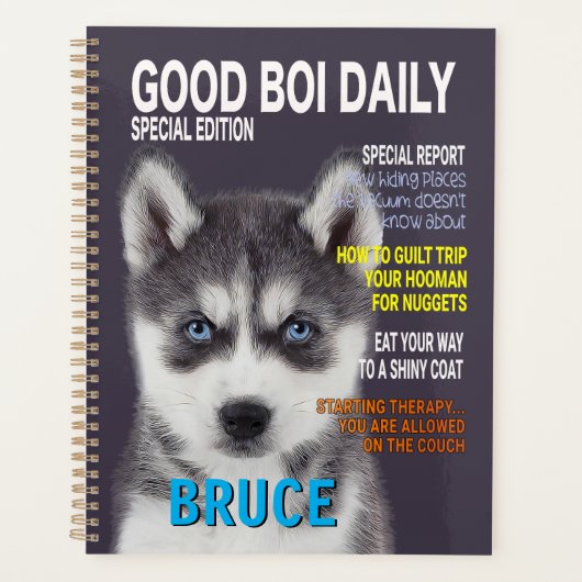 Siberian Husky Parody Magazine Hoesje Planner (Voorkant)