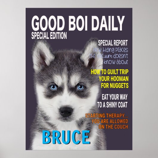 Siberian Husky Parody Magazine Hoesje Poster (Voorkant)