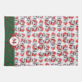 Siberian Husky Pattern Monogram Kerstmis Dog Theedoek (Horizontaal)