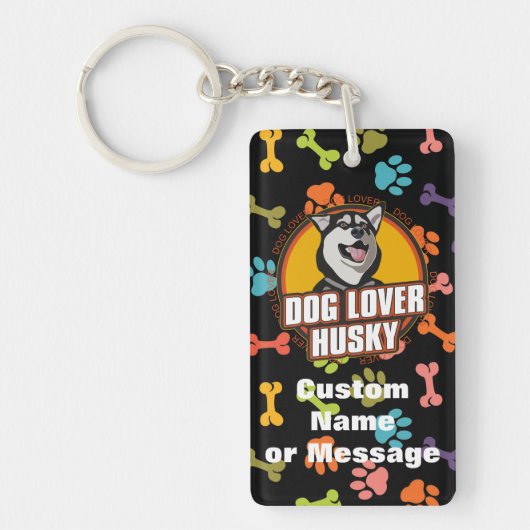 Siberian Husky Paw Botten Hondenras Aangepaste naa Sleutelhanger (Voorkant)