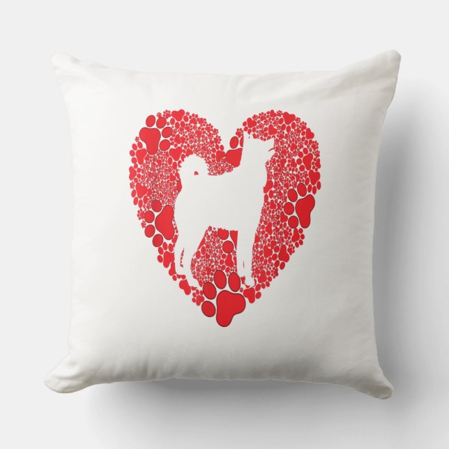 Siberian Husky Paw Heart Valentines Day Dog Lover Kussen (Voorkant)