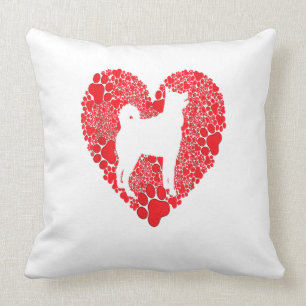 Siberian Husky Paw Heart Valentines Day Dog Lover Kussen