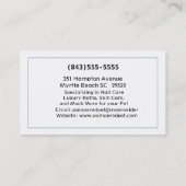 Siberian Husky Pet Groomer/Vet/Sitters Visitekaartje (Achterkant)