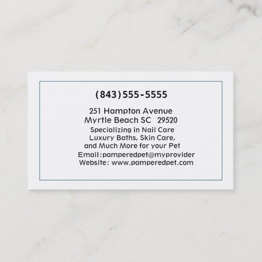 Siberian Husky Pet Groomer/Vet/Sitters Visitekaartje (Achterkant)