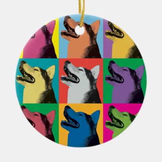 Siberian Husky Pop-Art Ornament (Voorkant)