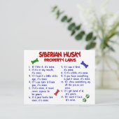 SIBERIAN HUSKY Property Laws 2 Briefkaart (Staand voorkant)