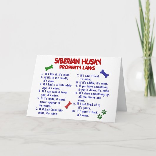 SIBERIAN HUSKY Property Laws 2 Kaart (Voorkant)