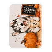 Siberian Husky Pumpkin Spice Magneet (Verticaal)