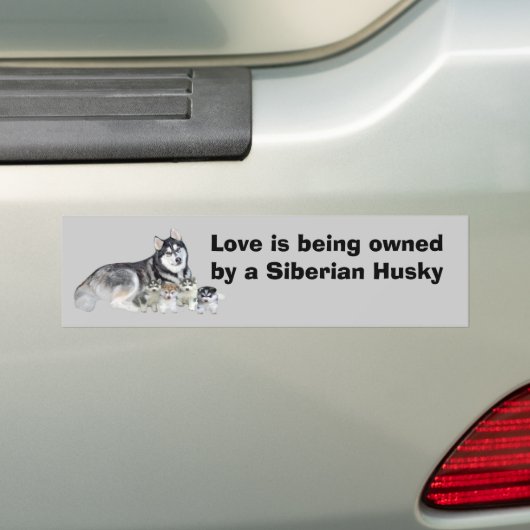 Siberian Husky & Puppies Bumpersticker (Op auto)