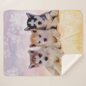 Siberian Husky Puppies Sherpa Deken (Voorkant (horizontaal))