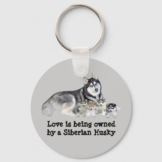 Siberian Husky & Puppies Sleutelhanger (Voorkant)