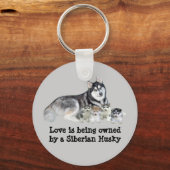 Siberian Husky & Puppies Sleutelhanger (Voorkant)