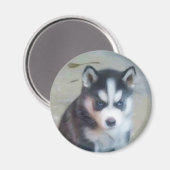 Siberian Husky puppy art Magneet (Voorkant / Achterkant)