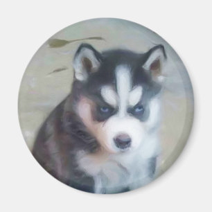 Siberian Husky puppy art Magneet