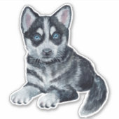 Siberian Husky Puppy Cartoon Dog Sticker (Voorkant)