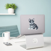 Siberian Husky Puppy Cartoon Dog Sticker (Laptop op bureau)