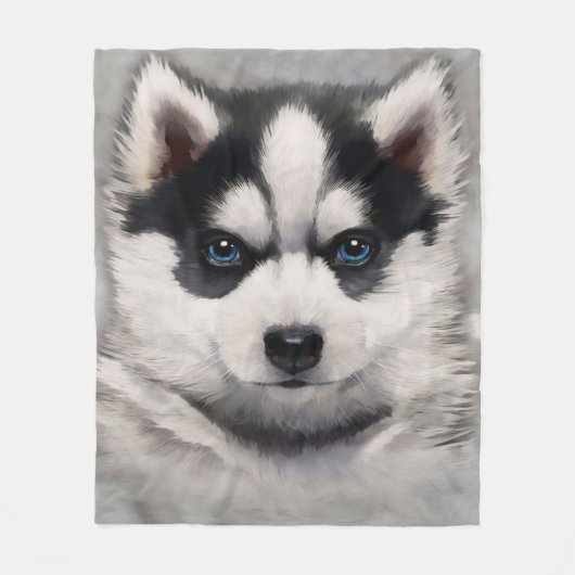 Siberian Husky Puppy Cute Husky Dog Fleece Deken (Voorkant)