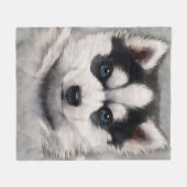 Siberian Husky Puppy Cute Husky Dog Fleece Deken (Voorkant (Horizontaal))