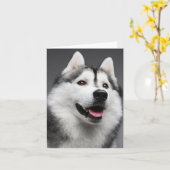 Siberian Husky Puppy Dog - Hallo, Liefde, Miss U Kaart (Gele Bloem)