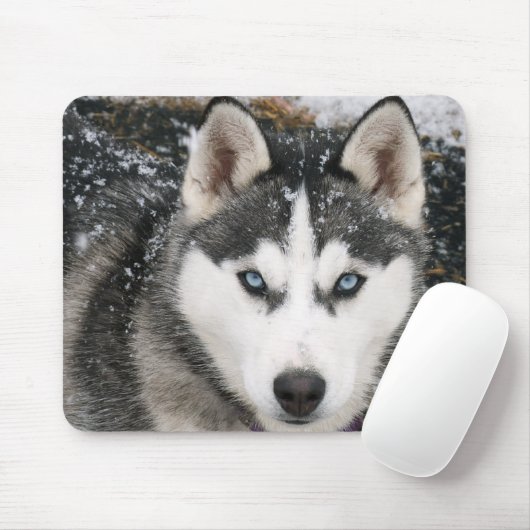 Siberian Husky Puppy Dog in Snow Mousepad Muismat (Met muis)