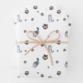 Siberian Husky Puppy Dog Pet Paw Prints Tracks Inpakpapier Vel (In situ)