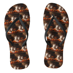 Siberian Husky Puppy Herfstplezier Pompoen  Teenslippers