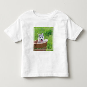 Siberian Husky Puppy in een pot Kinder Shirts