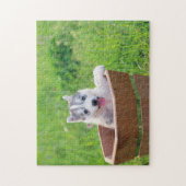 Siberian Husky Puppy in een pot Legpuzzel (Verticaal)