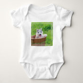 Siberian Husky Puppy in een pot Romper (Voorkant)